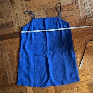 Blue linen slip dress